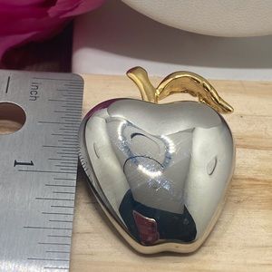 LC  Lauren Conrad signed gold and silver tone Apple brooch